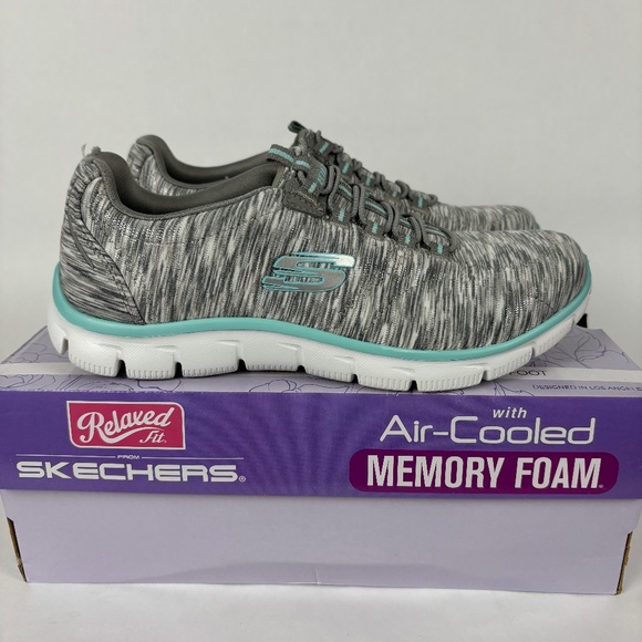 Skechers, Gray and Blue, Relaxed Fit, Slip-ins, Sneakers, Memory Foam Size 6.5 W - Picture 1 of 8